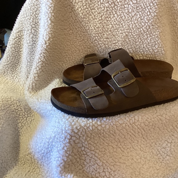 Sonoma Artwork Womens Size 7 Sandals Brown Leather Birkenstock Style - Picture 3 of 5